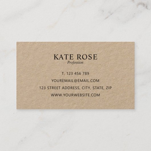 Simple Professional Modern Kraft Visitekaartje (Achterkant)