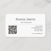 Simple Professional Monogram Initial QR code White Visitekaartje (Achterkant)