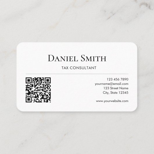 Simple Professional Monogram Initial QR code White Visitekaartje (Achterkant)