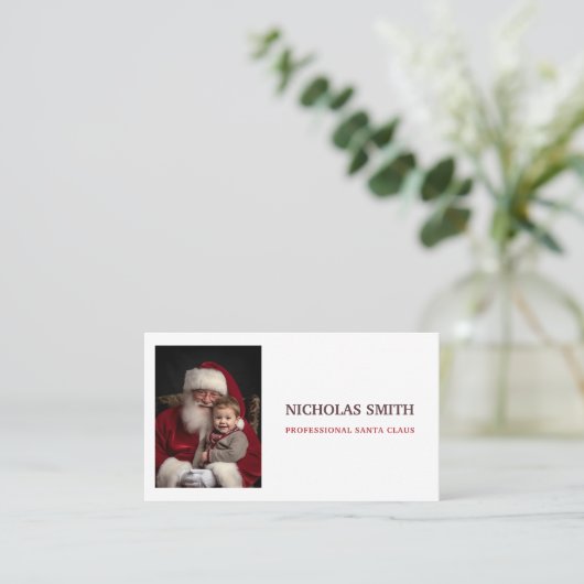 Simple Professional Santa Claus Photo Visitekaartje (Staand voorkant)