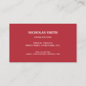 Simple Professional Santa Claus Photo  Visitekaartje (Achterkant)