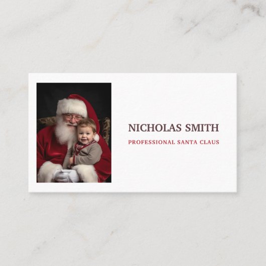 Simple Professional Santa Claus Photo  Visitekaartje (Voorkant)