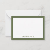 Simple Professional White Olive Monogram Notitiekaartje (Achterkant)