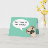 Simple Pug Birthday card Kaart (Gele Bloem)