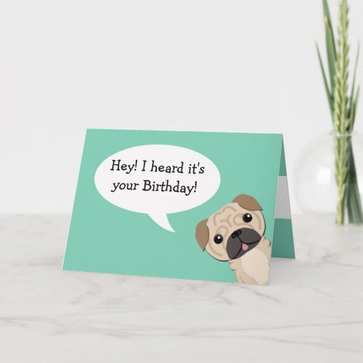 Simple Pug Birthday card Kaart (Voorkant)
