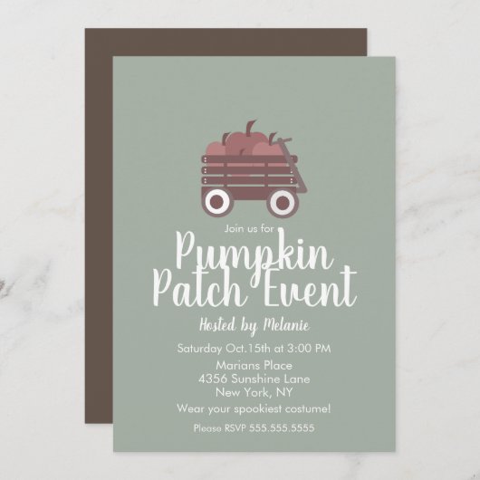 Simple Pumpkin Patch Halloween Herfst Event Flyer Kaart (Voorkant / Achterkant)