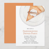 Simple Pumpkin Pie Friendsgiving Dinner Invitation Kaart (Voorkant / Achterkant)