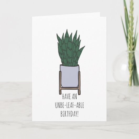 Simple Punny Snake Plant Birthday Wenskaart Kaart (Voorkant)