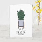 Simple Punny Snake Plant Birthday Wenskaart Kaart (Gele Bloem)