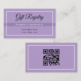 Simple Purple Babyshower QRRegistry Enclosure Card Informatiekaartje