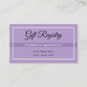 Simple Purple Babyshower QRRegistry Enclosure Card Informatiekaartje (Voorkant)