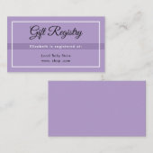 Simple Purple Babyshower Registry Enclosure Card Informatiekaartje (Voorkant / Achterkant)