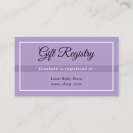 Simple Purple Babyshower Registry Enclosure Card Informatiekaartje