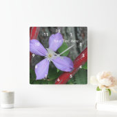 Simple Purple Clematis Flower Vierkante Klok (Huis)