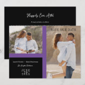Simple Purple Two Photos Engaged Couple Session Save The Date (Voorkant / Achterkant)