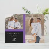 Simple Purple Two Photos Engaged Couple Session Save The Date (Staand voorkant)