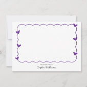 Simple Purple Wavy Border Heart Stationery Notitiekaartje (Voorkant)
