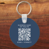 Simple QR Code Blue Business Logo Sleutelhanger (Achterkant)
