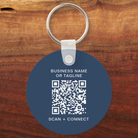 Simple QR Code Blue Business Logo Sleutelhanger (Achterkant)
