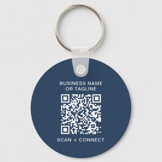 Simple QR Code Blue Business Logo Sleutelhanger (Achterkant)