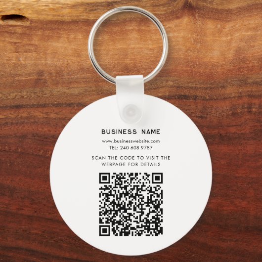 Simple QR Code Business Logo Modern Sleutelhanger (Achterkant)