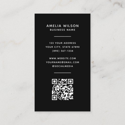 Simple QR Code Logo Border Frame Vertical Visitekaartje (Achterkant)