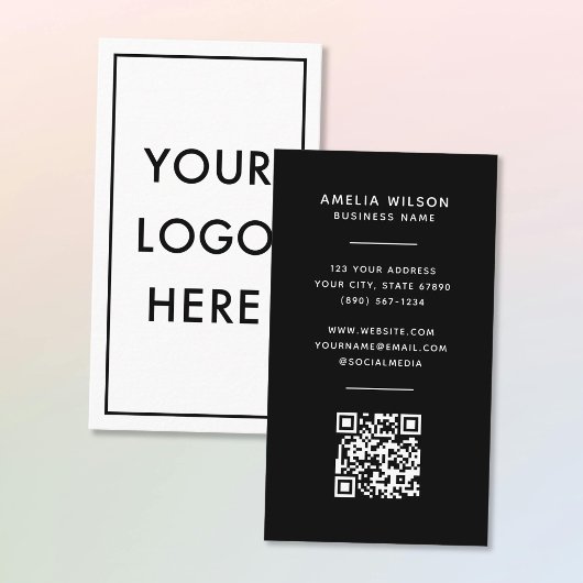 Simple QR Code Logo Border Frame Vertical Visitekaartje