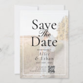 Simple QR Code Photo Wedding Save The Date (Voorkant)
