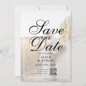 Simple QR Code Photo Wedding Save The Date (Voorkant)