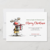 Simple Quirky Reindeer Merry Christmas Card Feestdagenkaart (Voorkant)