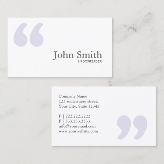 Simple Quotes Proofreading Visitekaartje (Voorkant / Achterkant)