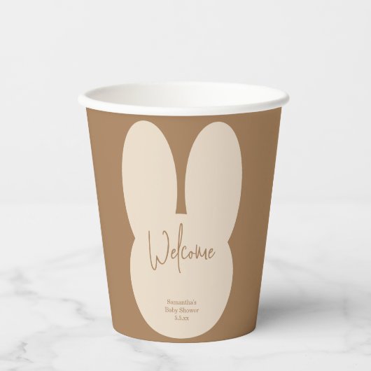 Simple Rabbit baby shower Welcome Papieren Bekers (Voorkant)
