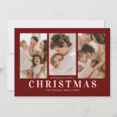 Simple Red 3 Foto Kerstmis Feestdagenkaart (Voorkant)