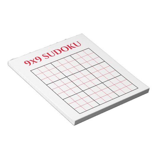 Simple Red 9x9 Sudoku Sjabloon Notitieblok (Schuin)