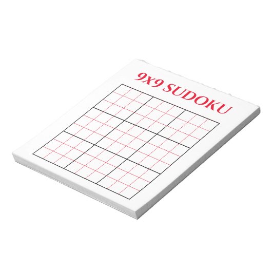 Simple Red 9x9 Sudoku Sjabloon Notitieblok (Linkerzijde)