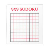 Simple Red 9x9 Sudoku Sjabloon Notitieblok (Voorkant)