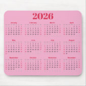 Simple red and pink 2026 Calendar  Muismat (Voorkant)