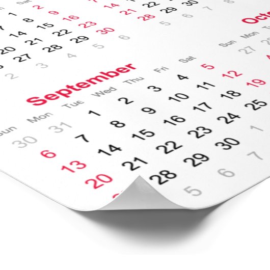 Simple red and White 2026 Calendar Poster (Hoek)