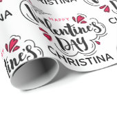 Simple Red and White Happy Valentines Day Name Cadeaupapier (Rol Hoek)