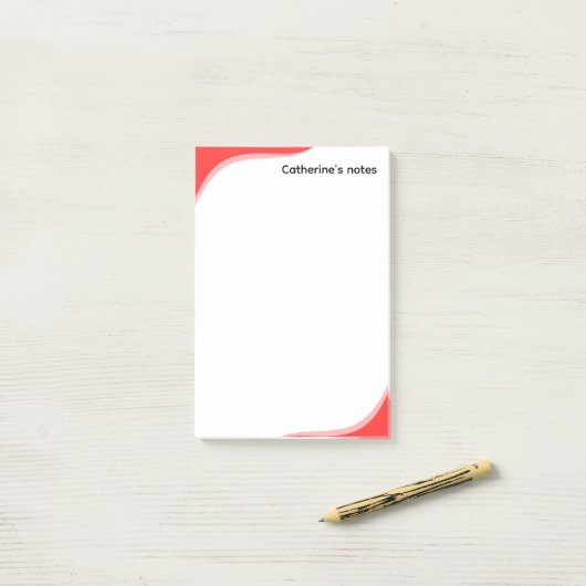 Simple red & black waves customizable post-it® notes (Op bureau)