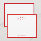 Simple Red Bow and border Christmas Bedankkaart (Voorkant / Achterkant)