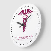 Simple Red Caduceus Doctor's Kantoor Grote Klok (Hoek)