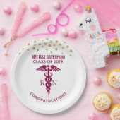 Simple Red Caduceus Nurse Afstuderen gefeliciteerd Papieren Bordje (Feest)