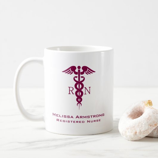 Simple Red Caduceus Nurse Afstuderen Koffiemok (Met donut)