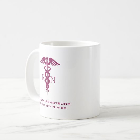 Simple Red Caduceus Nurse Afstuderen Koffiemok (Voorkant links)