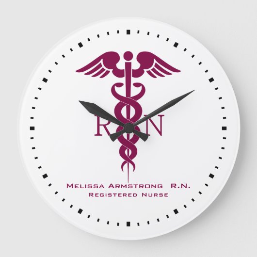 Simple Red Caduceus Nurse Kantoor Grote Klok (Voorkant)
