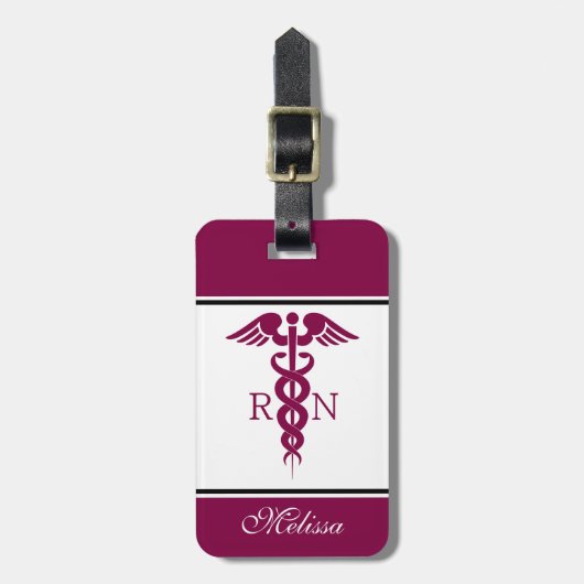 Simple Red Caduceus Nurse Medical Symbool Bagagelabel (Voorkant verticaal)