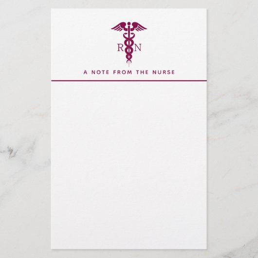 Simple Red Caduceus Nurse Medical Symbool Briefpapier (Voorkant)
