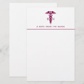 Simple Red Caduceus Nurse Medical Symbool Briefpapier (Voorkant / Achterkant)