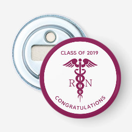 Simple Red Caduceus Nurse Medical Symbool Button Flesopener